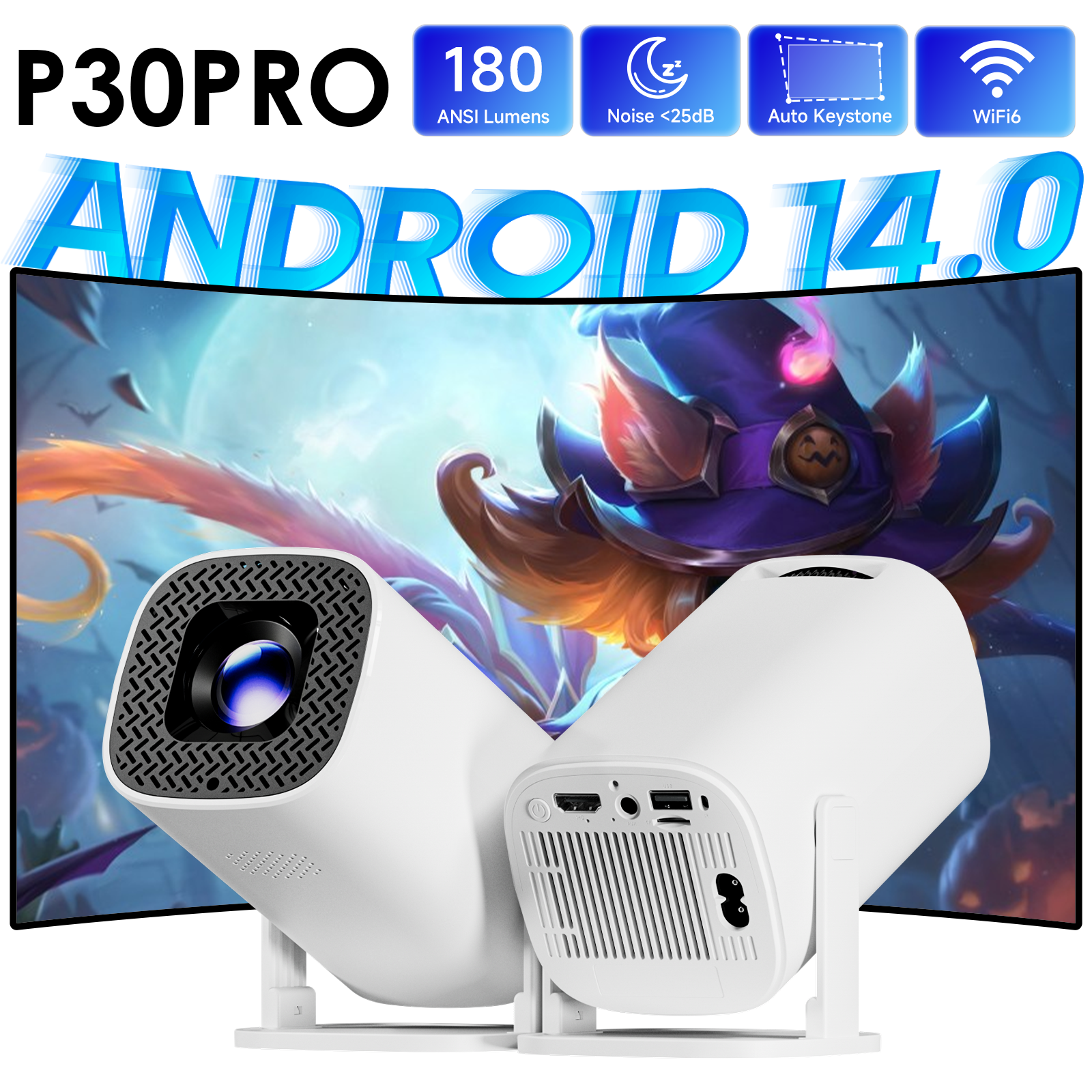 Retro Gaming Projector - P30 PRO Smart Mini Projector Android